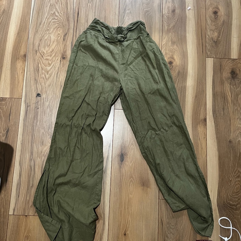Green parachute pants
